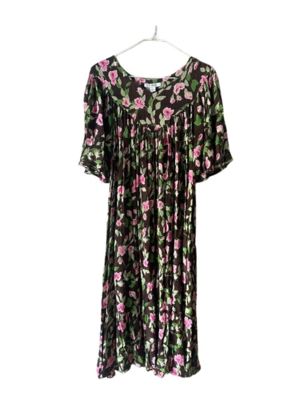 Go Softly Patio Floral Crinkle Midi Dress Women's Medium